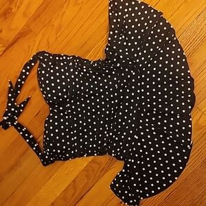 Black Polkadot Halter Swimsuit, Size M